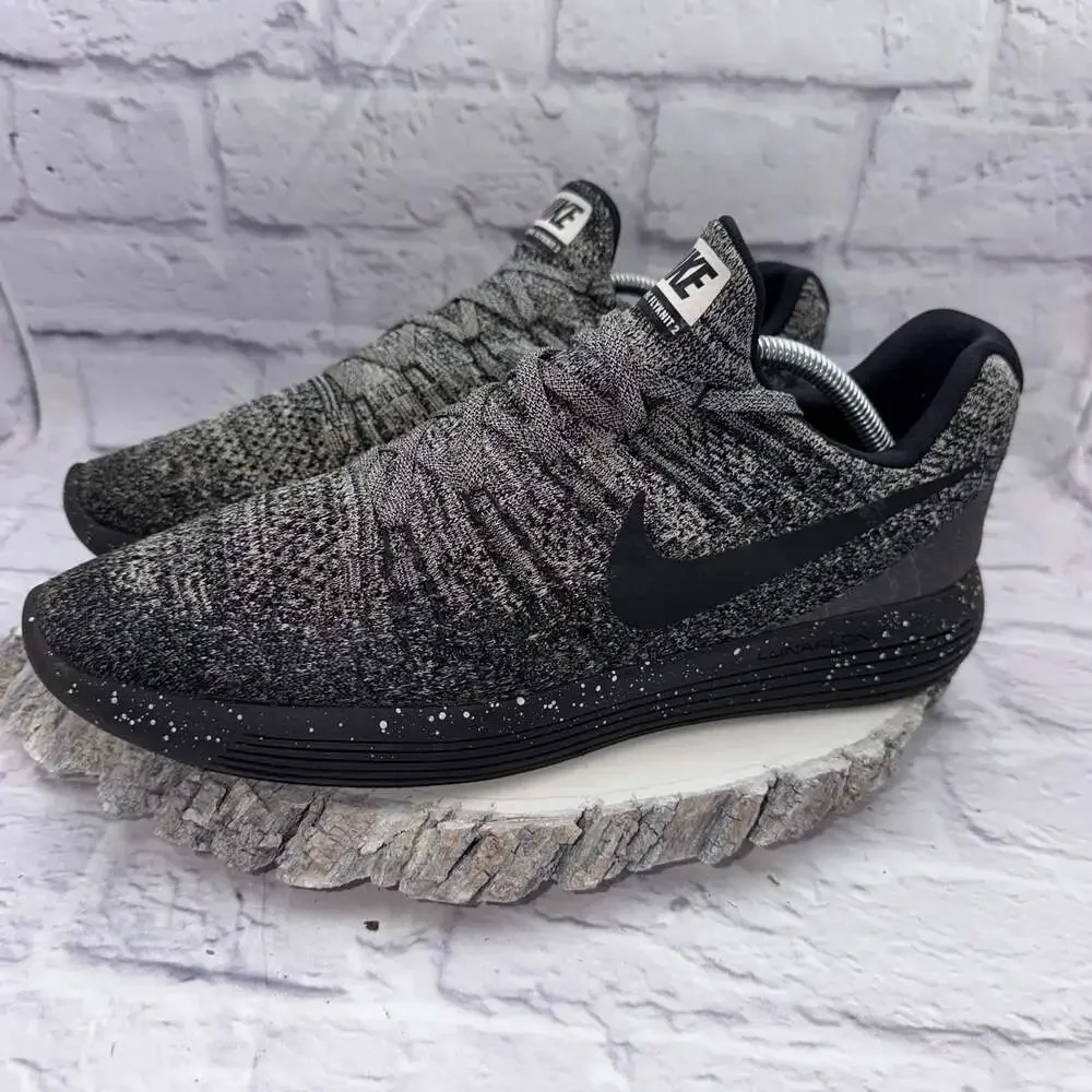 Nike LunarEpic Low Flyknit 2 Mens Running Shoes Black White 863779-041 Size 12